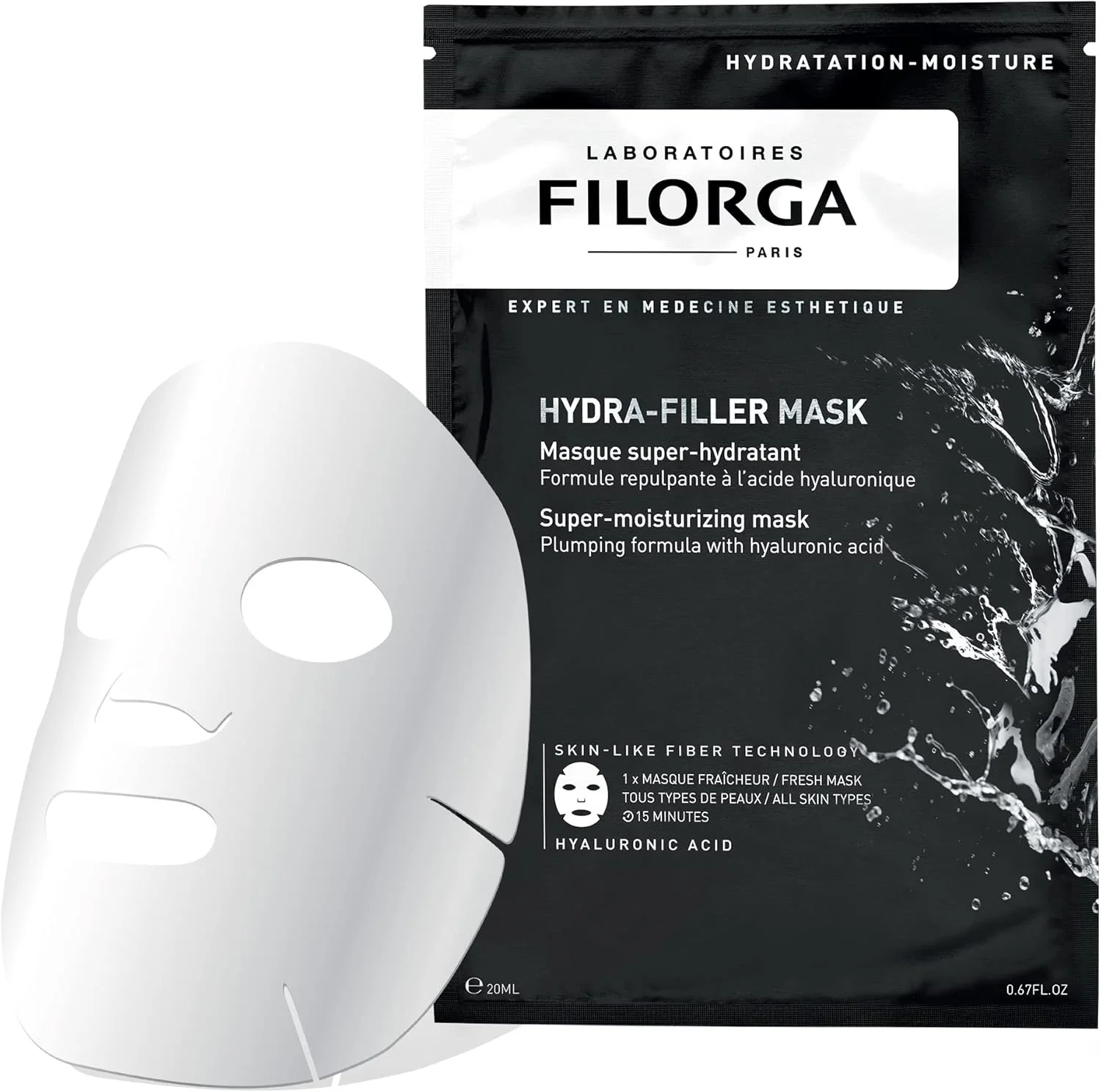 ماسک صورت آبرسان قوی فیلورگا مدل Hydra-Filler، ماسک ورقه‌ای حاوی سرم غلیظ هیالورونیک اسید و آلوئه ورا برای آبرسانی پوست و افزایش شادابی