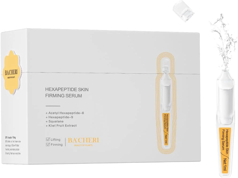 سرم ضد پیری حاوی استیل هگزاپپتید-8، هگزاپپتید-9 و هیالورونیک اسید - مرطوب کننده، آبرسان و آنتی اکسیدان برای خطوط ریز، 30 عدد در جعبه آمپول نرم