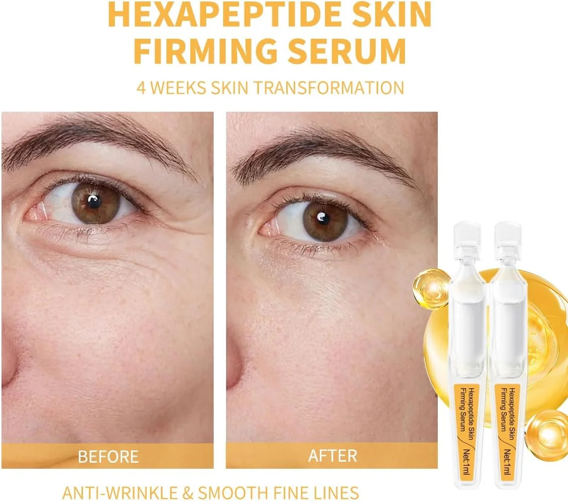 سرم ضد پیری حاوی استیل هگزاپپتید-8، هگزاپپتید-9 و هیالورونیک اسید - مرطوب کننده، آبرسان و آنتی اکسیدان برای خطوط ریز، 15 عدد در جعبه آمپول نرم