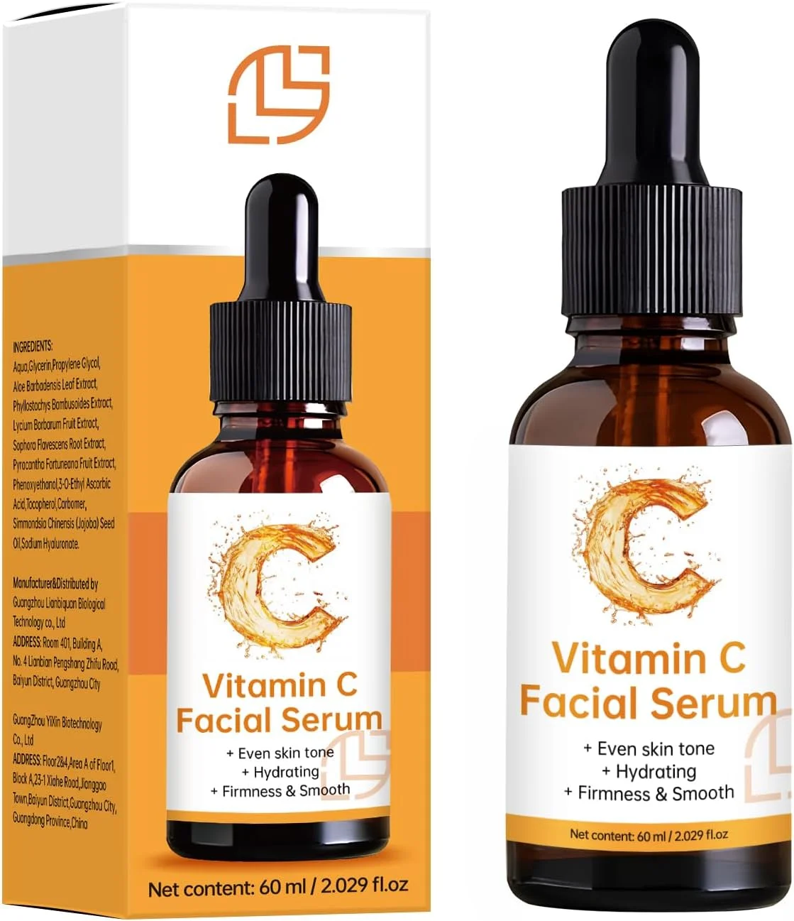سرم ویتامین C برای صورت - سرم صورت ضد پیری با آلوئه باربادنسیس و گلیسرول - روغن ویتامین C برای مرطوب کردن و افزایش خاصیت ارتجاعی پوست، مناسب برای انواع پوست