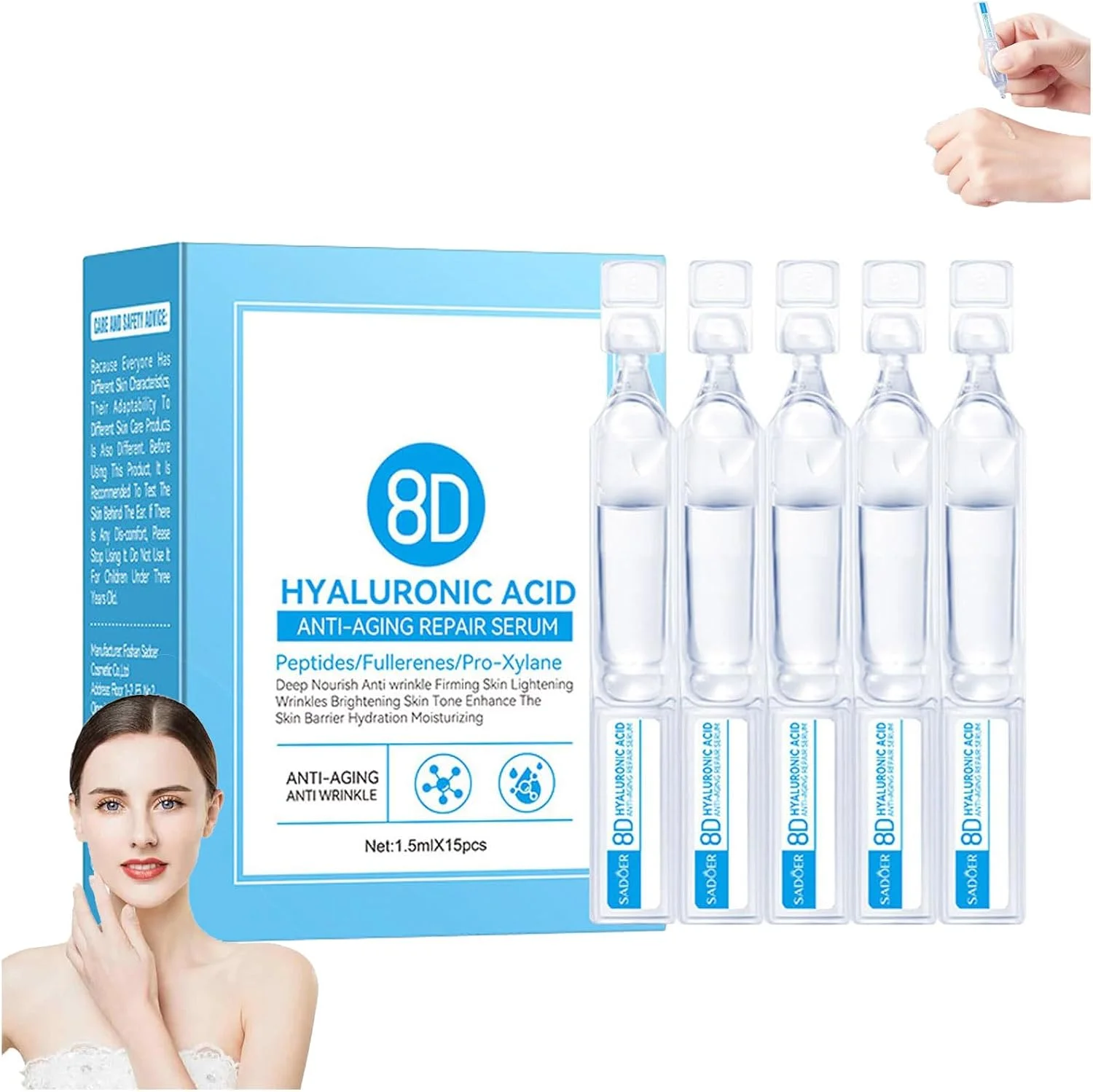 اسانس ترمیم کننده ضد چروک هیالورونیک اسید 8 بعدی، سرم فوق العاده آبرسان هیالورونیک اسید، سرم مرطوب کننده صورت (1)