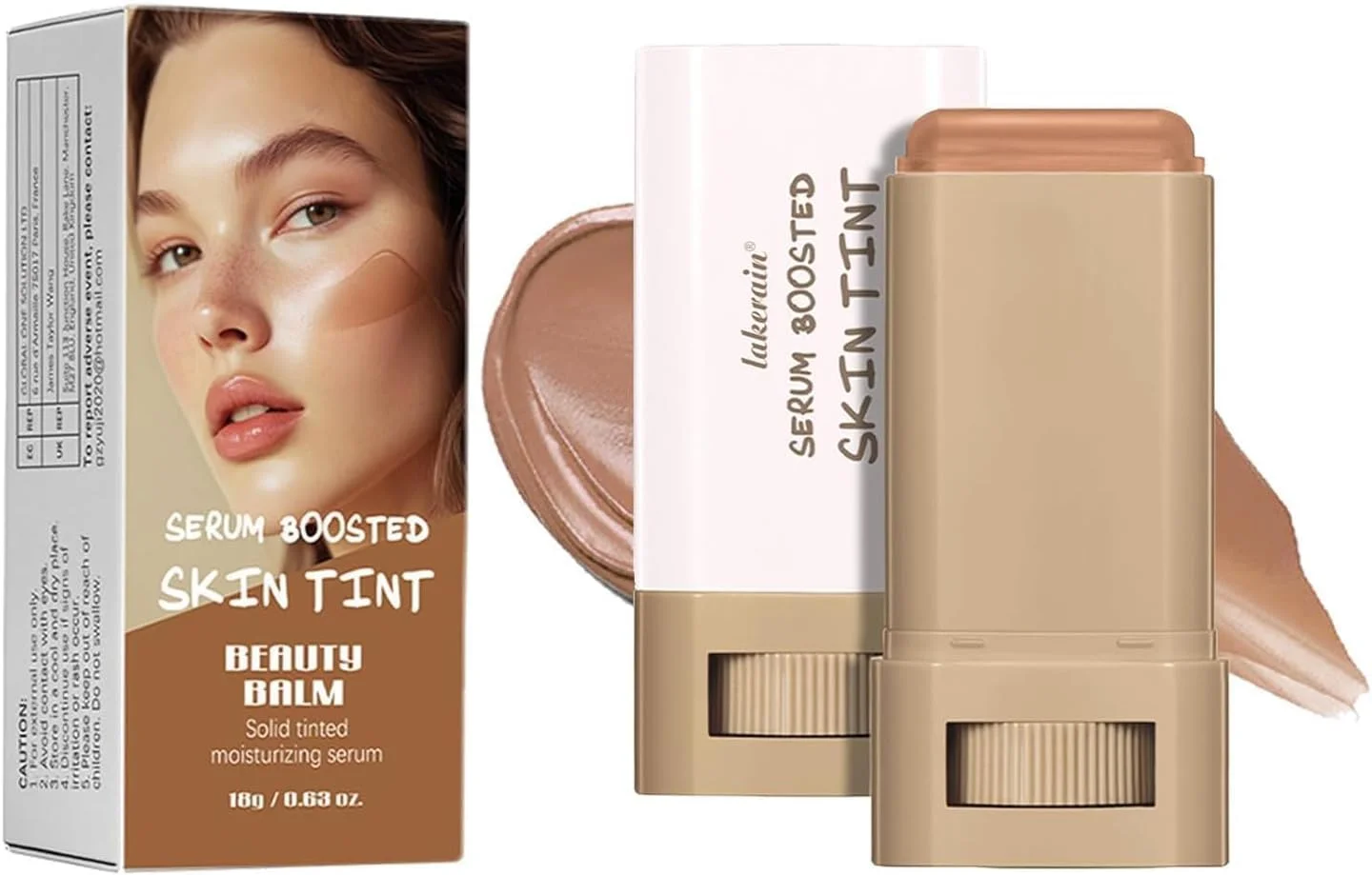 کرم پودر استیکی، بالم زیبایی و سرم تقویت کننده رنگ پوست، استیک جامد مرطوب کننده و رنگی صورت، پوشش متوسط تا کامل قابل تنظیم، کانسیلر و کانتور آبرسان، نمای نهایی طبیعی (#06)