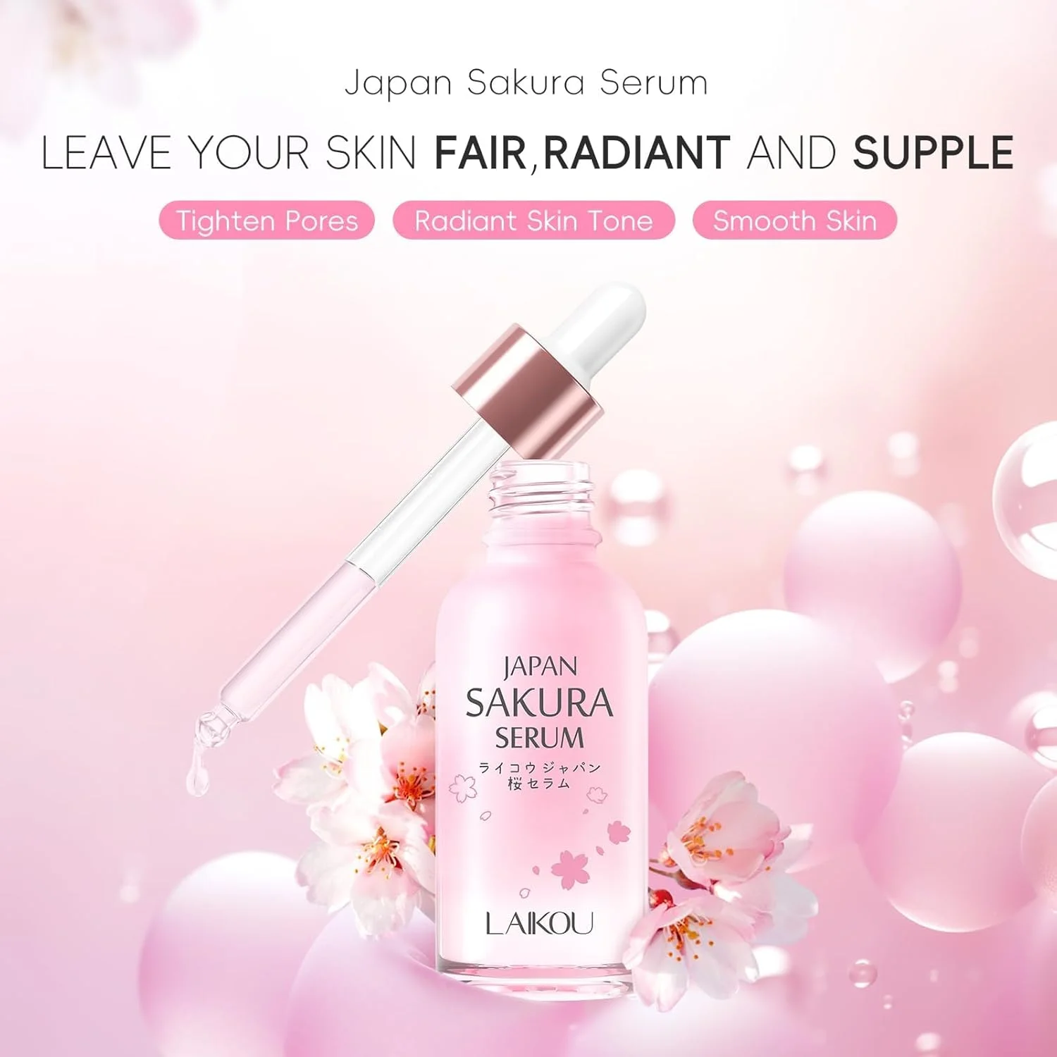 سرم کلاژن برای صورت، 100 میلی لیتر مرطوب کننده اسانس صورت، سرم ضد لک های تیره، برای انواع پوست، مراقبت از منافذ باز (30ml*2, sakura)