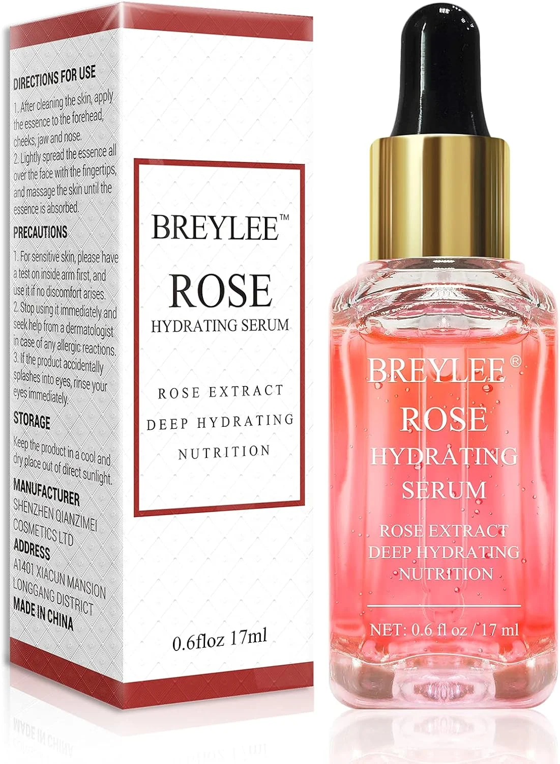 سرم صورت گل رز بریلی، سرم آبرسان مرطوب کننده با اسید هیالورونیک بدون الکل (17 میلی لیتر)