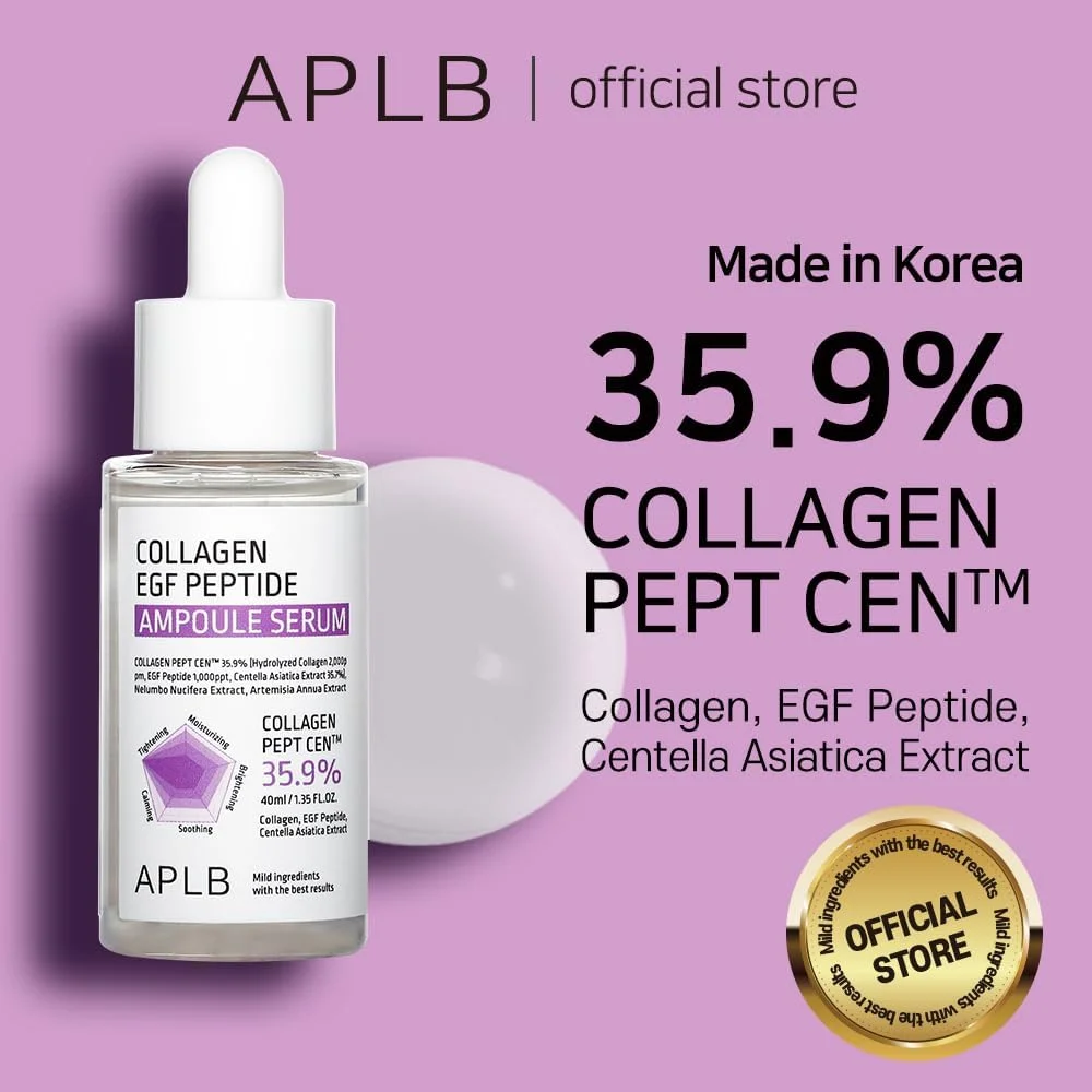 سرم آمپول کلاژن EGF پپتید APLB | COLLAGEN PEPT CEN™ 35.9% حجم 40 میلی لیتر / مراقبت از پوست کره ای، مراقبت از خاصیت ارتجاعی، مرطوب کننده طولانی مدت، احیا کننده برای لطافت و بهبود بافت پوست