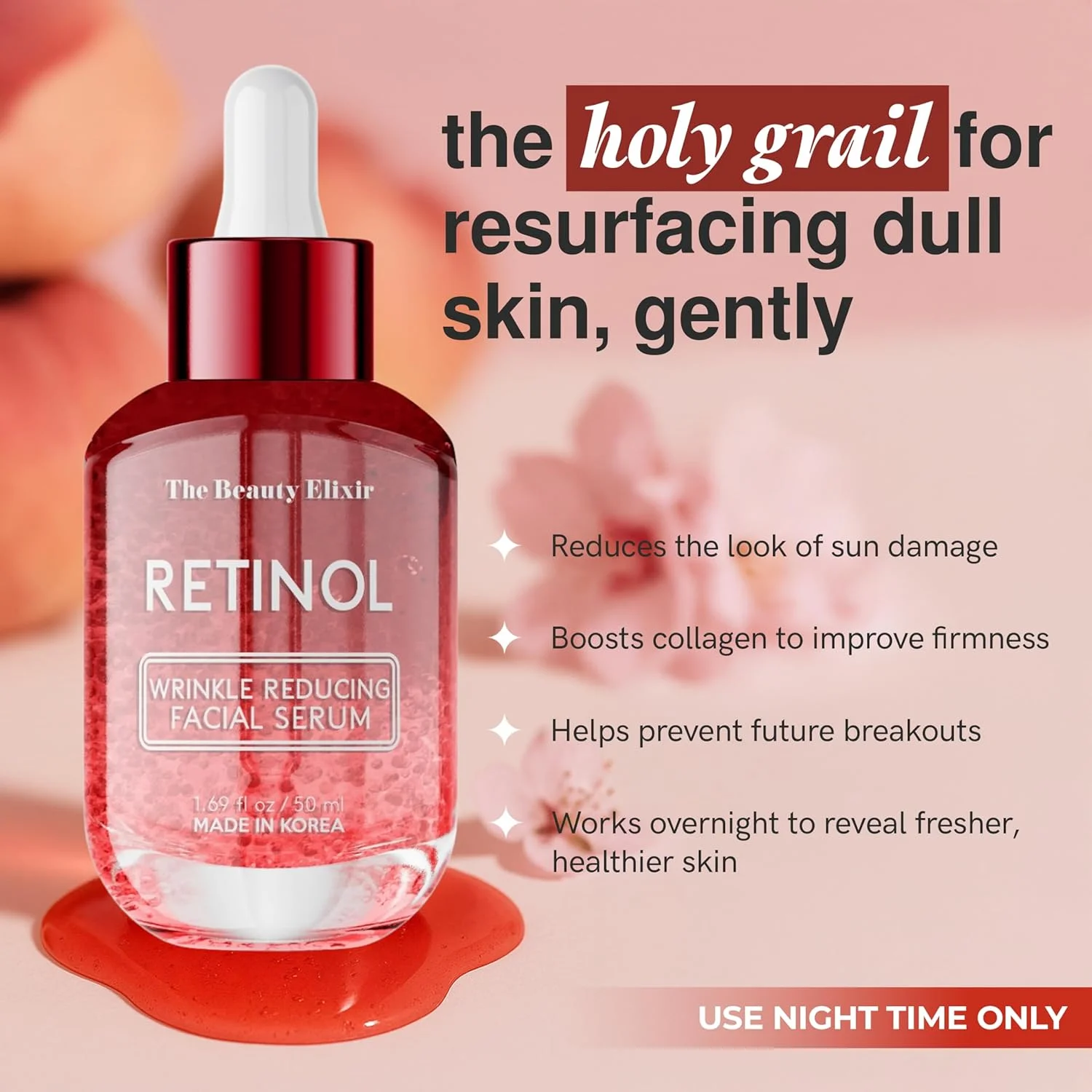 سرم صورت ضد پیری رتینول - سرم های لیفتینگ، احیا کننده و مرطوب کننده صورت - کاهش چین و چروک، خطوط ریز و چروک های پوستی، تقویت و ترمیم پوست - مراقبت از پوست ساخت کره - 50 میلی لیتر