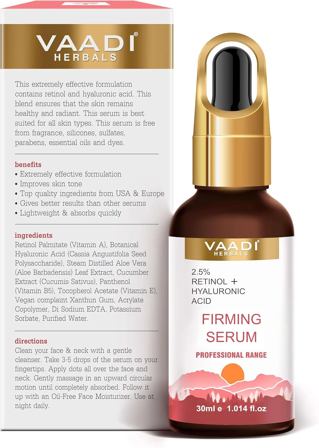 سرم سفت کننده پوست گیاهی وادی با رتینول 2.5% و هیالورونیک اسید (30 میلی لیتر)