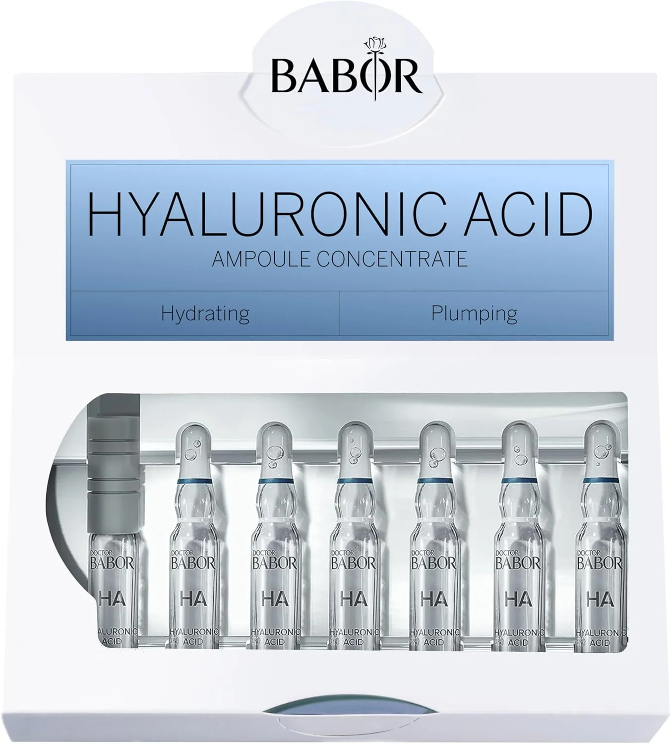 آمپول سرم هیالورونیک اسید قوی BABOR DOCTOR، کپسول مراقبت از پوست مرطوب کننده، سرم هیالورونیک اسید و تری پپتید آبرسانی عمیق، افزایش درخشندگی و شفافیت، درمان 7 روزه