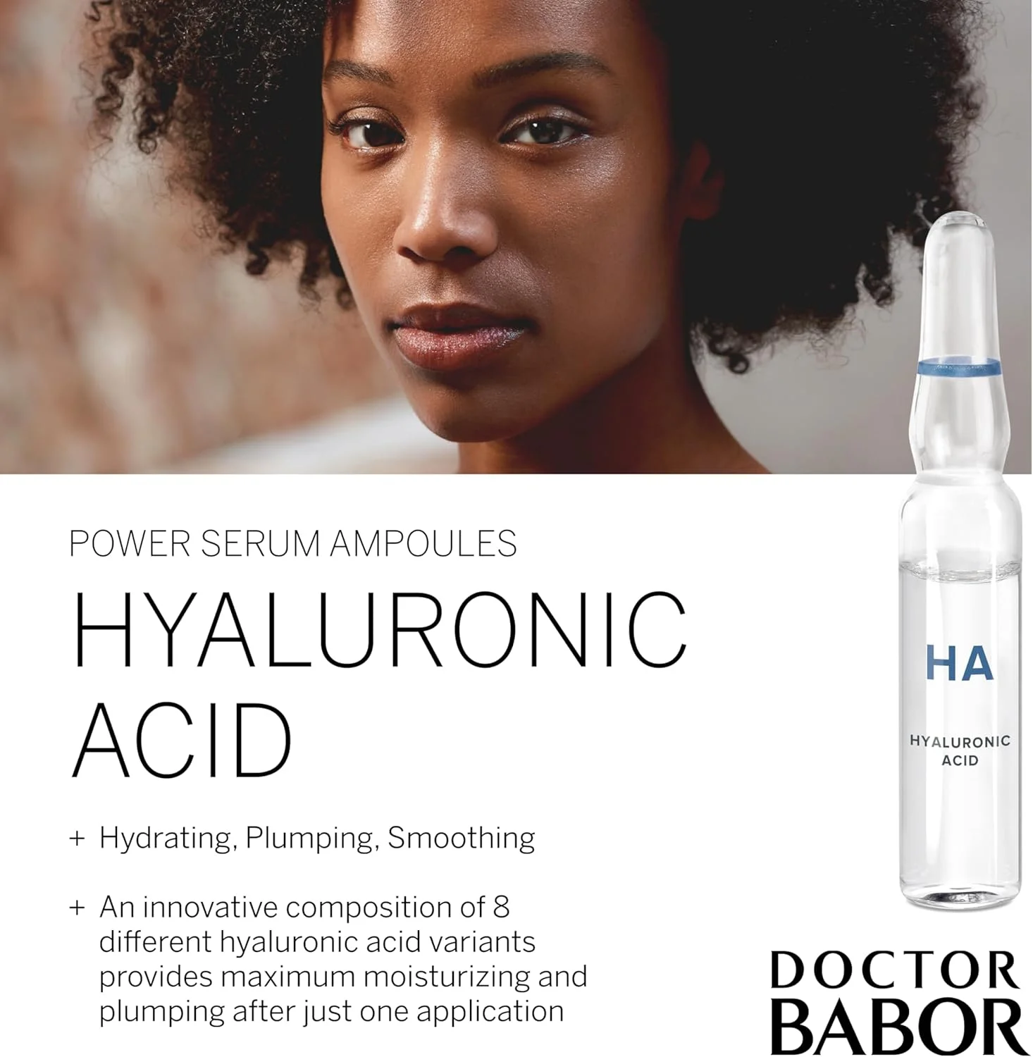 آمپول سرم هیالورونیک اسید قوی BABOR DOCTOR، کپسول مراقبت از پوست مرطوب کننده، سرم هیالورونیک اسید و تری پپتید آبرسانی عمیق، افزایش درخشندگی و شفافیت، درمان 7 روزه