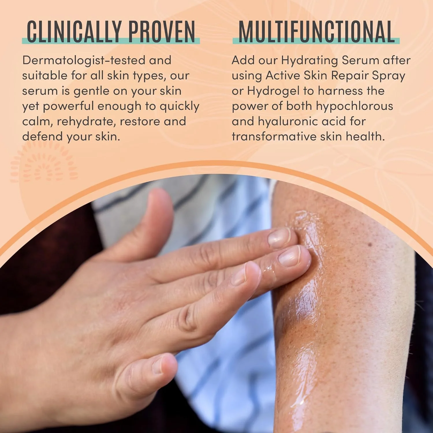 سرم آبرسان صورت و بدن حاوی اسید هیالورونیک و سرامید مناسب انواع پوست