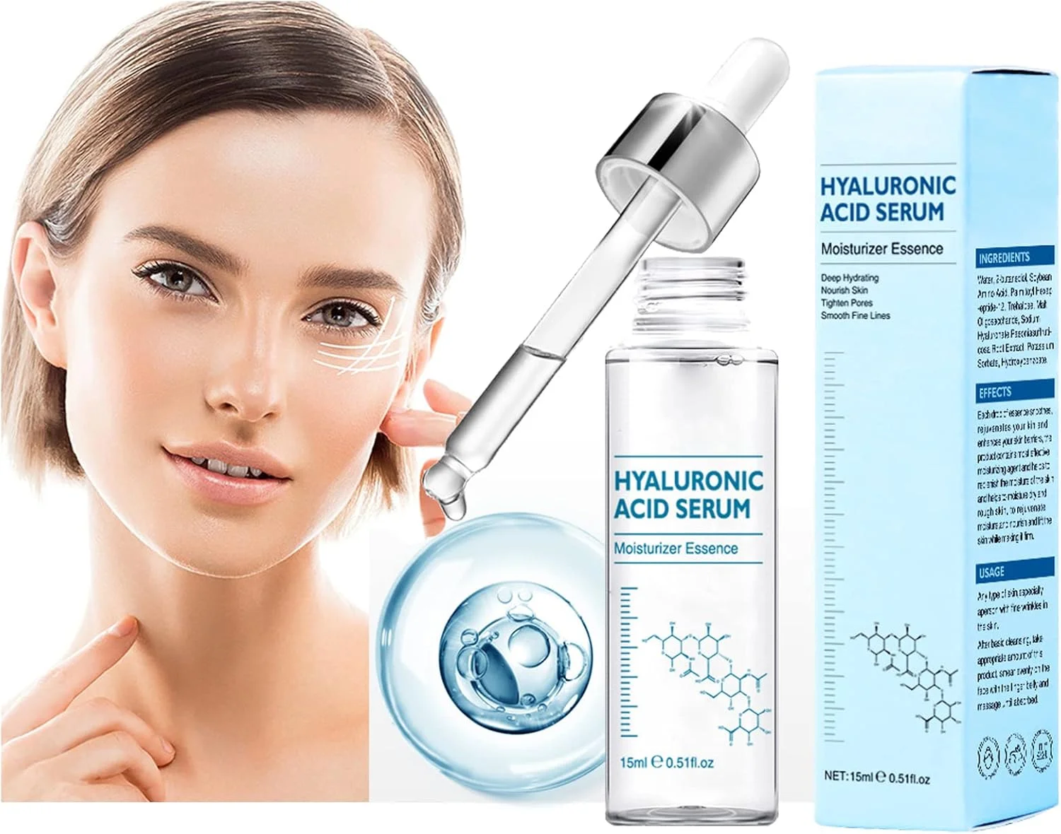 سرم هیالورونیک اسید کره ای، اسانس آبرسان 4 بعدی برای پوست کدر و آسیب دیده، کاهش دهنده چین و چروک و لکه های تیره (15 میلی لیتر)