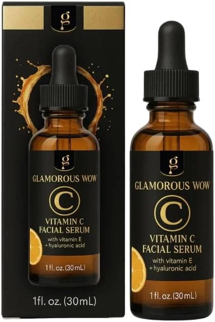 سرم ویتامین C برای صورت - فرمول ضد پیری با ویتامین C، اسید هیالورونیک، ویتامین E - سرم روشن کننده - بهبود ظاهر لکه های تیره، رنگ پوست، خطوط ریز و چروک