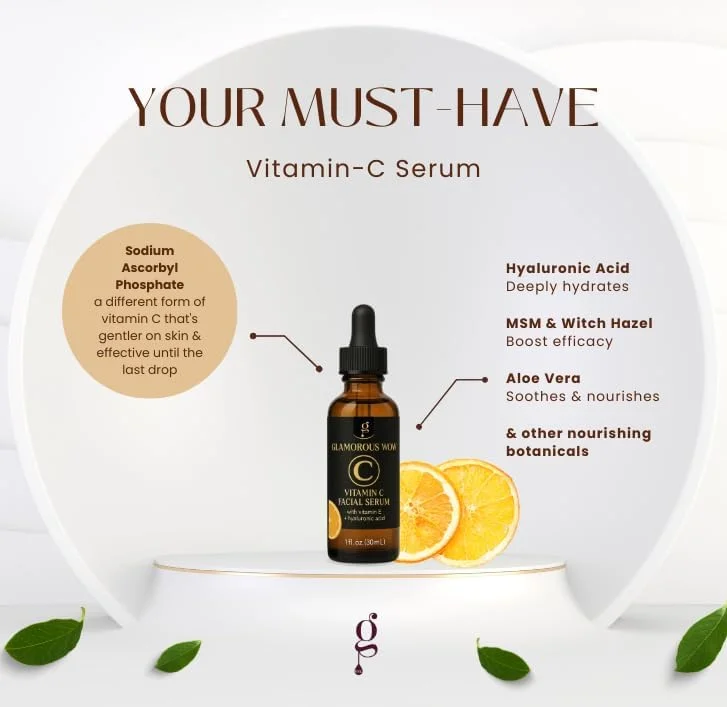 سرم ویتامین C برای صورت - فرمول ضد پیری با ویتامین C، اسید هیالورونیک، ویتامین E - سرم روشن کننده - بهبود ظاهر لکه های تیره، رنگ پوست، خطوط ریز و چروک