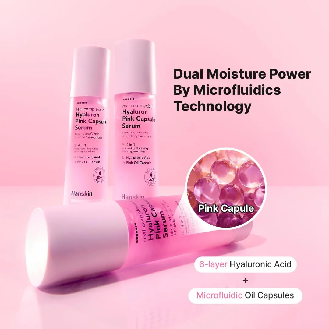 سرم کپسولی صورتی هیالورون هانسکین، حاوی ویتامین B12، آبرسانی عمیق و شدید، اسید هیالورونیک [50 میلی لیتر]