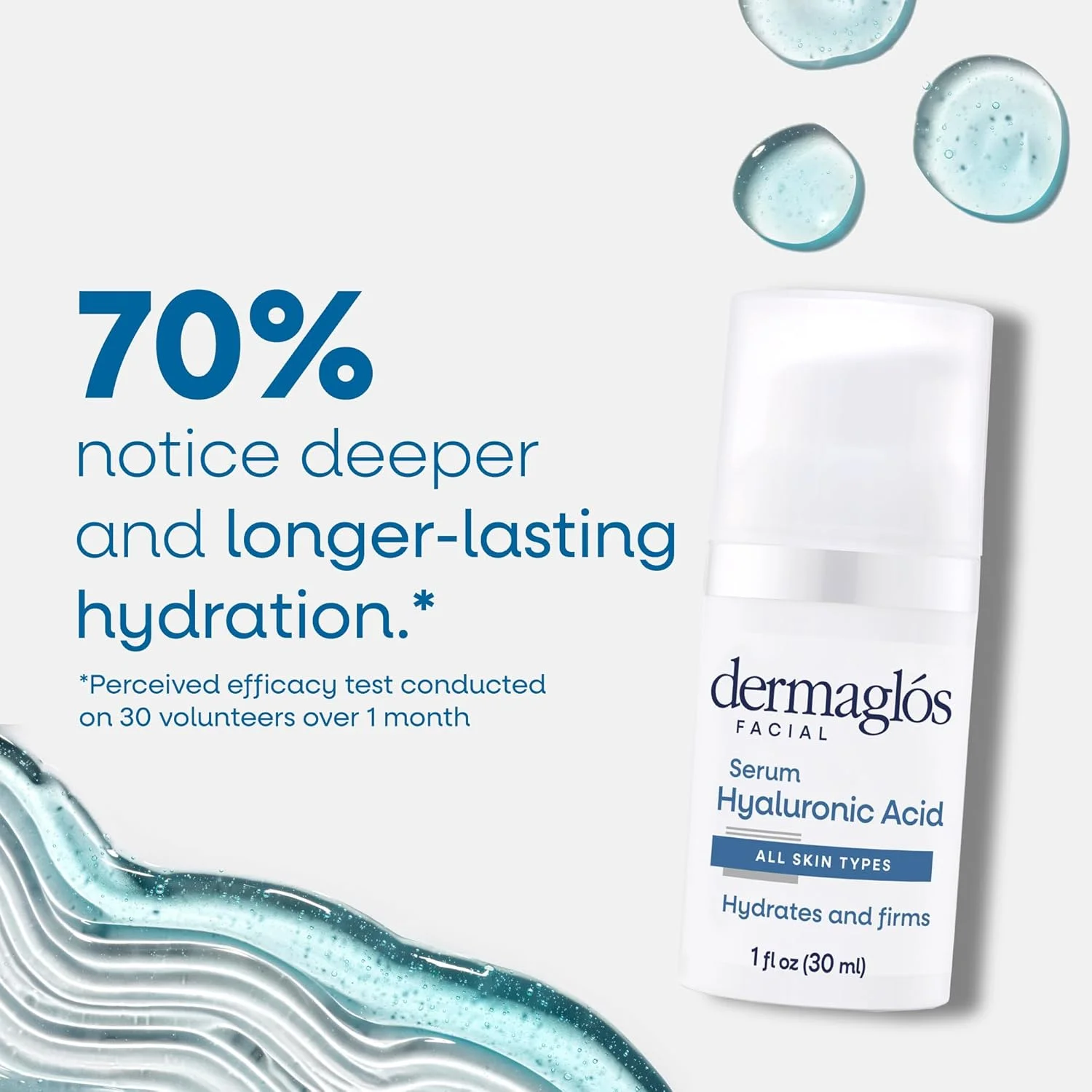 سرم اسید هیالورونیک درماگلوس برای صورت | مناسب برای انواع پوست حتی پوست حساس | آبرسان و کاهش دهنده خطوط | حاوی پروویتامین B5 و گلیسیرین | سفت کننده، تقویت کننده و افزایش دهنده خاصیت ارتجاعی | 30 میلی لیتر