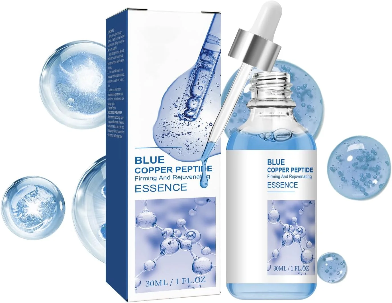 سرم صورت سفت کننده و جوان کننده پپتید مس آبی، اسانس پپتیدهای مس، سرم اسید هیالورونیک، پرکننده و درخشان کننده پوست، آبرسان و مرطوب کننده عمیق و ماندگار، کاهش خطوط ریز و چین و چروک