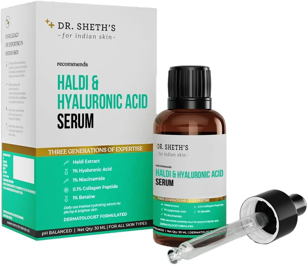 سرم صورت زردچوبه و 2% هیالورونیک اسید دکتر شث | حاوی 1% نیاسینامید و 0.1% پپتید کلاژن | برای آبرسانی عمیق، پوستی حجیم و شاداب | مناسب پوست های نرمال، خشک و چرب | بانوان و آقایان | 30 میلی لیتر