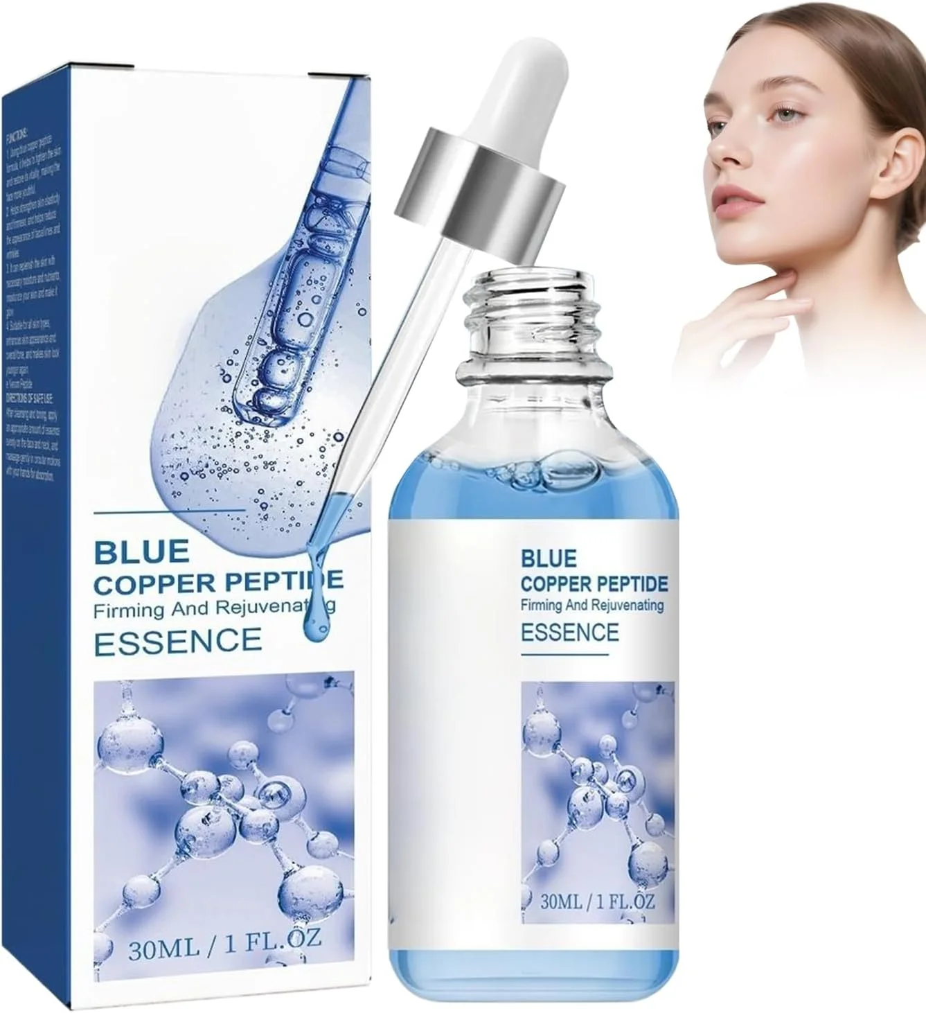 سرم صورت سفت کننده پپتید مس آبی، سرم اسید هیالورونیک، مرطوب کننده عمیق و سفت کننده پوست، بهبود دهنده سد پوستی، مناسب برای انواع پوست