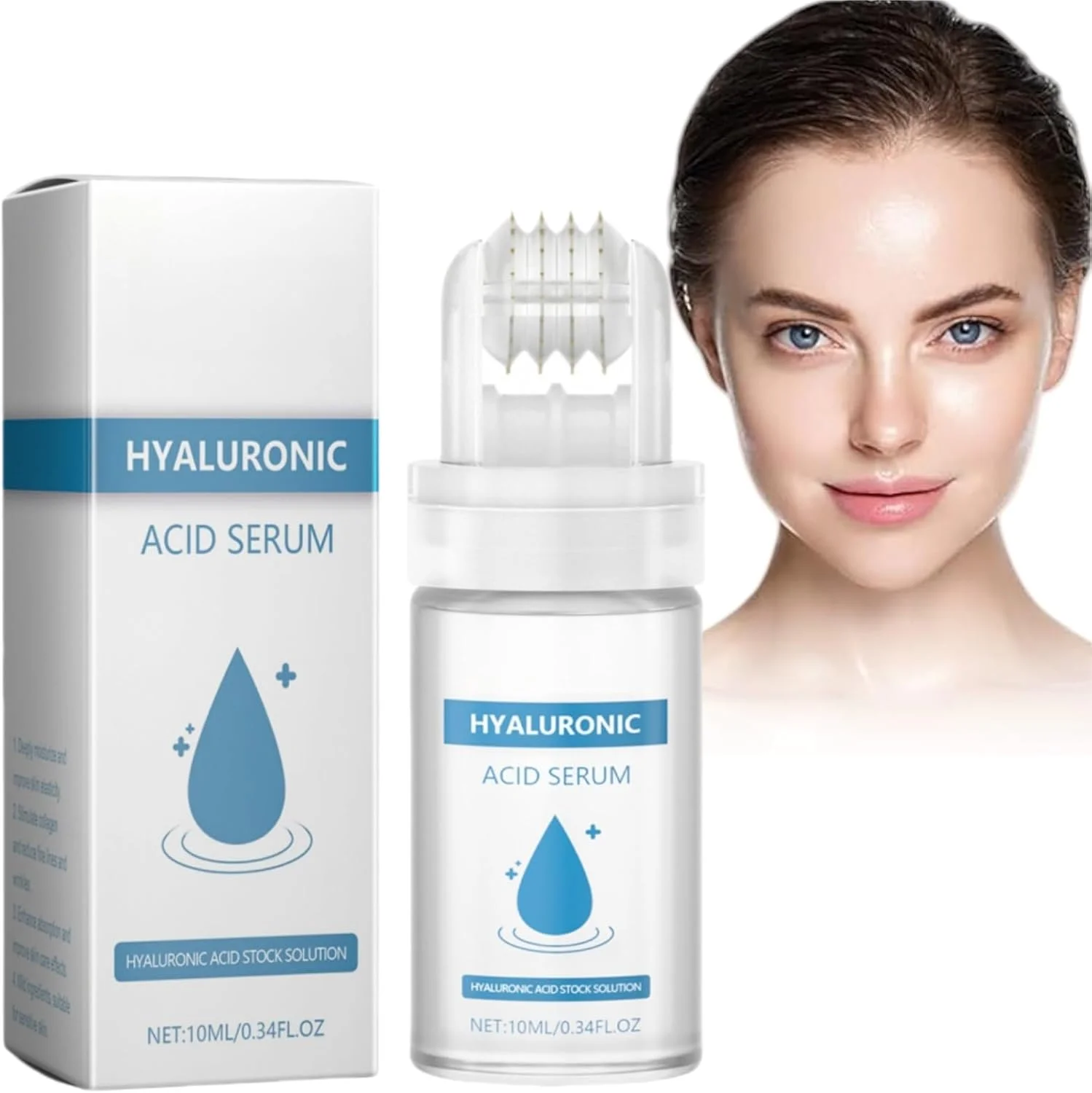 سرم هیالورونیک اسید برای صورت، سرم میکرونیدلینگ برای درمارولر، کلاژن مرطوب کننده با اسید هیالورونیک سفت کننده پوست، برای مراقبت از صورت آبرسان و ضد چروک، 10 میلی لیتر