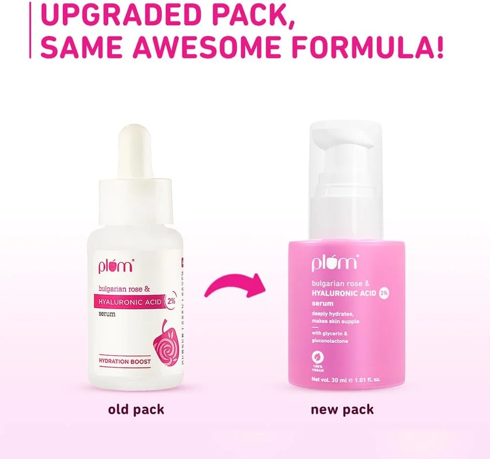 سرم آلوئه ورا ۲% هیالورونیک اسید با گل رز بلغاری ۳۰ میلی لیتر آبرسانی فوری برای پوست شاداب و پر طراوت سرم صورت برای استفاده روزانه | مناسب برای انواع پوست بدون عطر، 1 اونس مایع