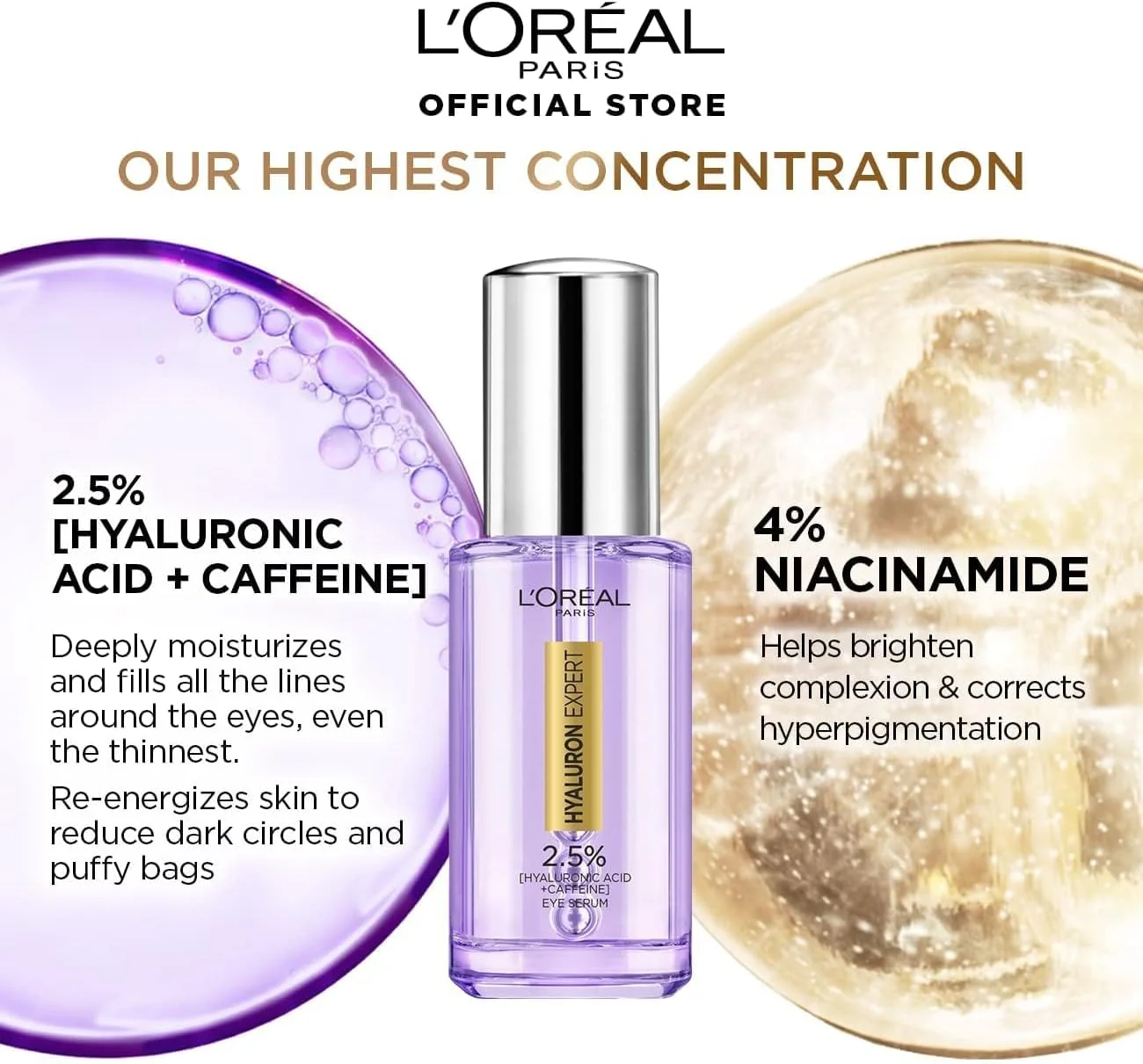 سرم دور چشم هیالورون اکسپرت لورآل پاریس حاوی 2.5% هیالورونیک اسید، کافئین و نیاسینامید - 20 میلی لیتر سرم دور چشم هیالورون اکسپرت لورآل پاریس حاوی 2.5% هیالورونیک اسید، کافئین و نیاسینامید - 20 میلی لیتر