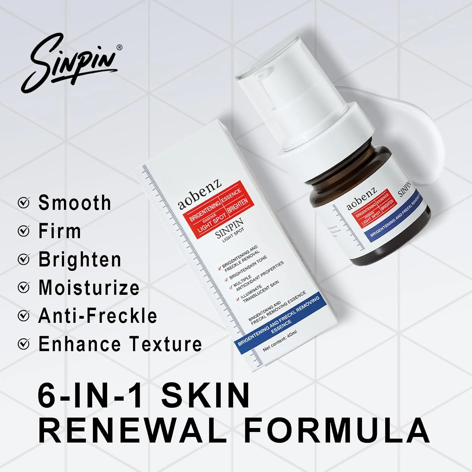 سرم روشن کننده و رفع لکه‌های تیره صورت و بدن سینپین اوبنز | سرم پیشرفته اصلاح کننده لکه‌های ناشی از افزایش سن، ملاسما، آفتاب، آکنه و لکه‌های سیاه | فرمولاسیون ترانگزامیک اسید و نیاسینامید برای خانم‌ها و آقایان | ملایم، 40 میلی لیتر