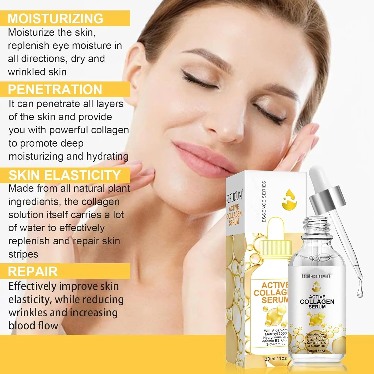 سرم کلاژن فعال، سرم ضد پیری صورت، طبیعی و ارگانیک، لیفت کننده و آبرسان برای درخشش جوانی، کاهش خطوط ریز و چین و چروک، التیام بخش و ترمیم کننده پوست، سرم صورت کلاژن برای انواع پوست