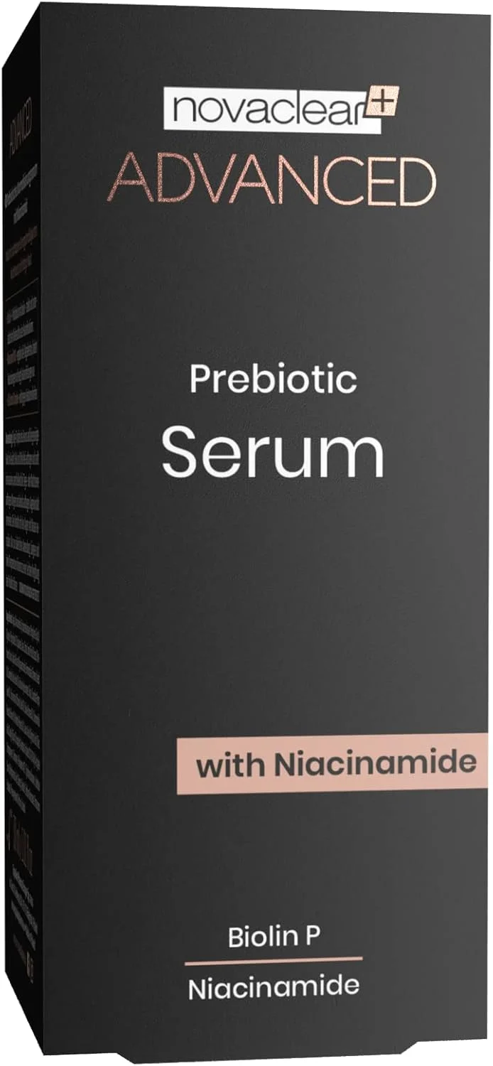 سرم پیشرفته پری‌بیوتیک نوواکلیر حاوی 10% نیاسینامید – کوچک کننده منافذ، کنترل چربی و تعادل میکروبیوم – کمپلکس کنترل چربی، اسکوالان و مواد گیاهی – پوشش مات – ایده آل برای زیر آرایش – 30 میلی لیتر