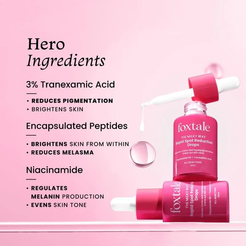 سرم صورت ۳% ترانگزامیک اسید فاکس‌تیل با پپتیدها و نیاسینامید برای رفع هایپرپیگمنتیشن، کاهش لک‌ها و تیرگی‌ها، یکنواخت‌سازی رنگ پوست، مناسب انواع پوست، آقایان و بانوان - ۳۰ میلی‌لیتر