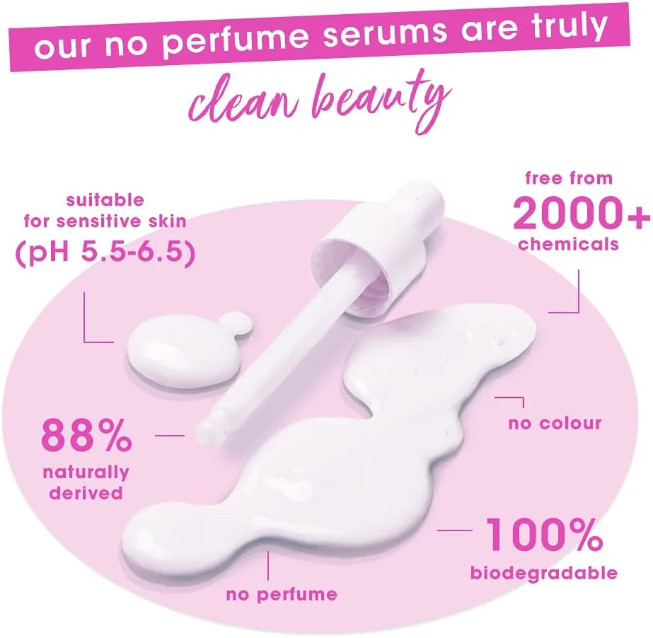 سرم تقویت کننده ساده حاوی 10% نیاسینامید، ایجاد کننده رنگ پوست یکنواخت و آبرسان، سبک وزن، فاقد پارابن، فاقد عطر، فاقد الکل، تجزیه پذیر، 30 میلی لیتر