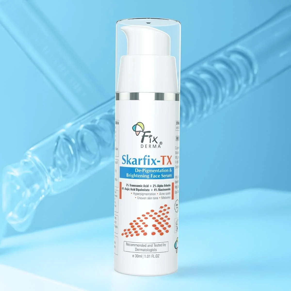 سرم صورت حاوی ۴% کوجیک اسید فیکسدرما اسکارفیکس برای روشن کردن پوست صورت به همراه ۴% نیاسینامید، ۳% ترانگزامیک اسید و ۲% آلفا آربوتین برای لکههای آکنه، ملازما و روشنکنندگی | سرم صورت برای خانمها و آقایان - ۳۰ میلیلیتر سرم صورت حاوی ۴% کوجیک اسید فیکسدرما اسکارفیکس برای روشن کردن پوست صورت به همراه ۴% نیاسینامید، ۳% ترانگزامیک اسید و ۲% آلفا آربوتین برای لکههای آکنه، ملازما و روشنکنندگی | سرم صورت برای خانمها و آقایان - ۳۰ میلیلیتر