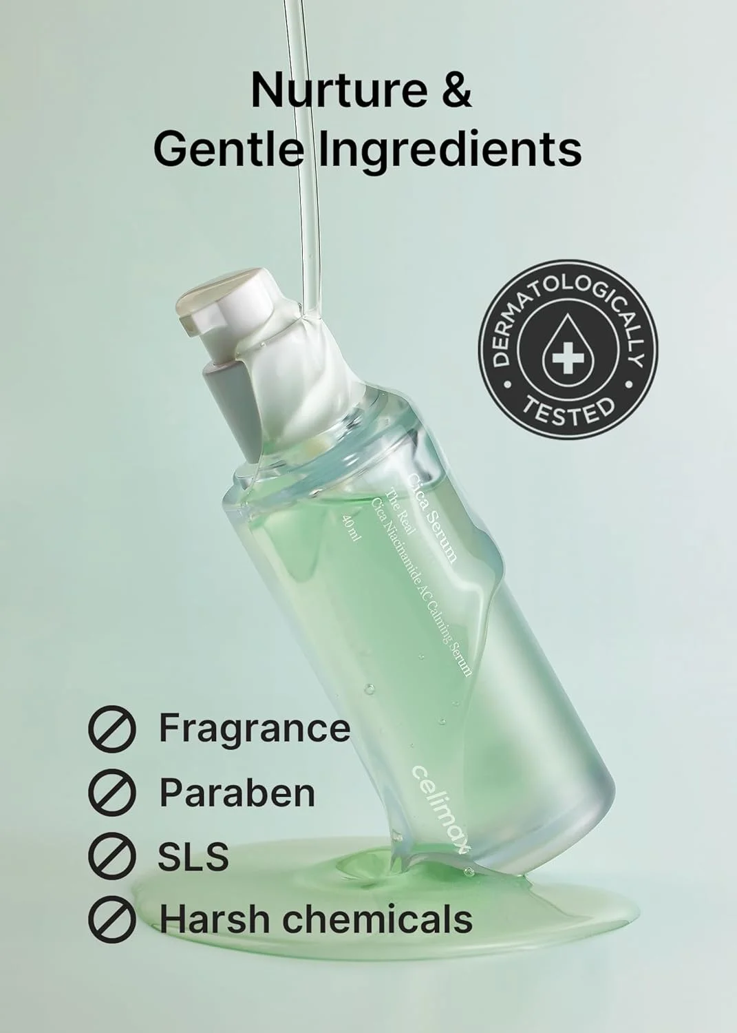 سرم تسکین دهنده نیاسینامید سیکا Celimax The Real AC | حاوی هیالورونیک اسید، کاهش قرمزی، مرطوب کننده، تسکین دهنده و ترمیم کننده، فرمول ملایم برای پوست حساس، 40 میلی لیتر