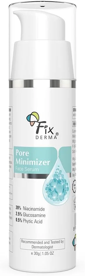 سرم نیاسینامید 20% فیکس‌درما برای صورت، کوچک کننده منافذ با 2.5% گلوکوزامین و سرم هیالورونیک اسید | سرم منافذ باز | سرم آبرسان | سرم صورت برای آقایان و بانوان - 30 گرم