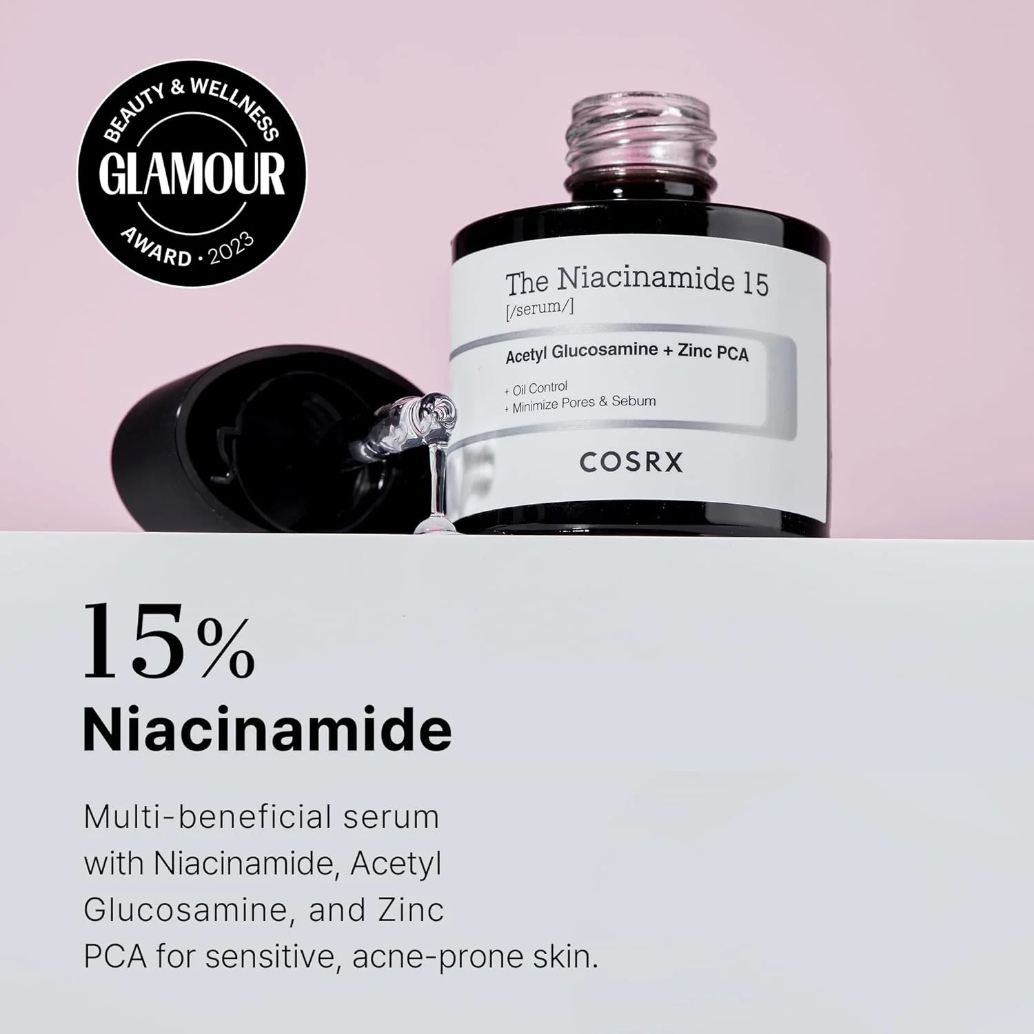 سرم صورت نیاسینامید 15% COSRX، کوچک کننده منافذ و کنترل کننده سبوم، درمان لک برای تغییر رنگ پوست، نقاط تیره و منافذ باز، ضد پیری، 20 میلی لیتر، بدون تست حیوانی