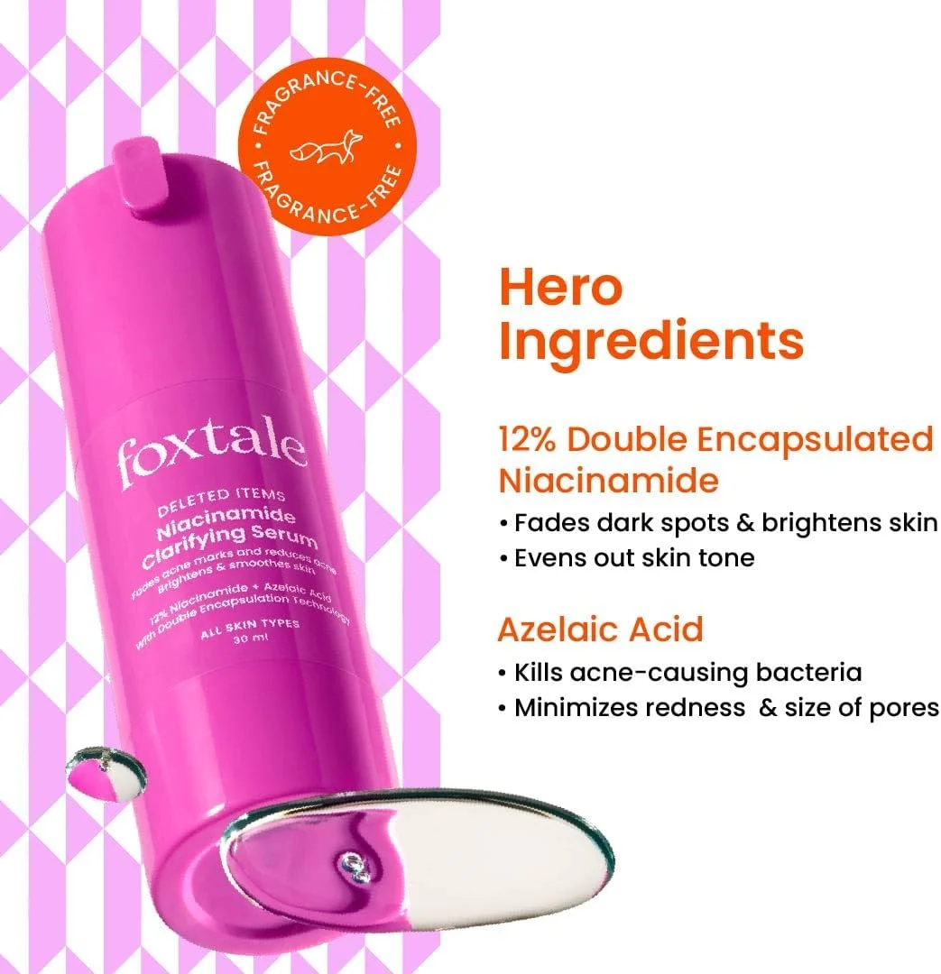 سرم صورت ۱۲% نیاسینامید فاکستیل با آزلائیک اسید برای کنترل چربی و روشن کنندگی | کاهش لک های آکنه و جای جوش | روشن کننده و صاف کننده پوست | سرم صورت برای زنان و مردان | ۳۰ میلی لیتر