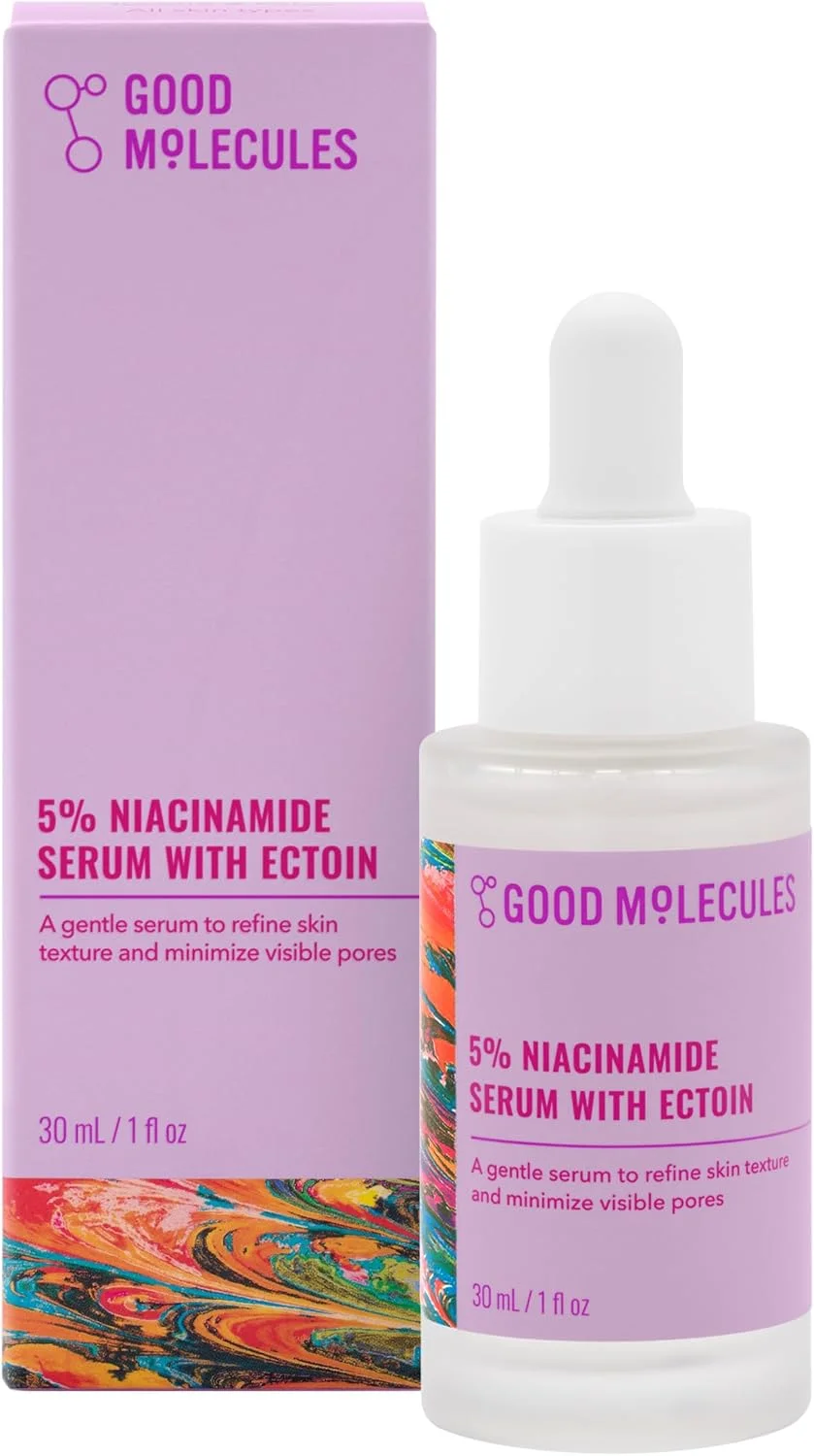 سرم نیاسینامید 5% گود مولکولز با اکتوئین - سرم فوق آبرسان برای هدف قرار دادن منافذ باز و آکنه - مرطوب کننده، کوچک کننده منافذ پوست صورت - مراقبت از پوست