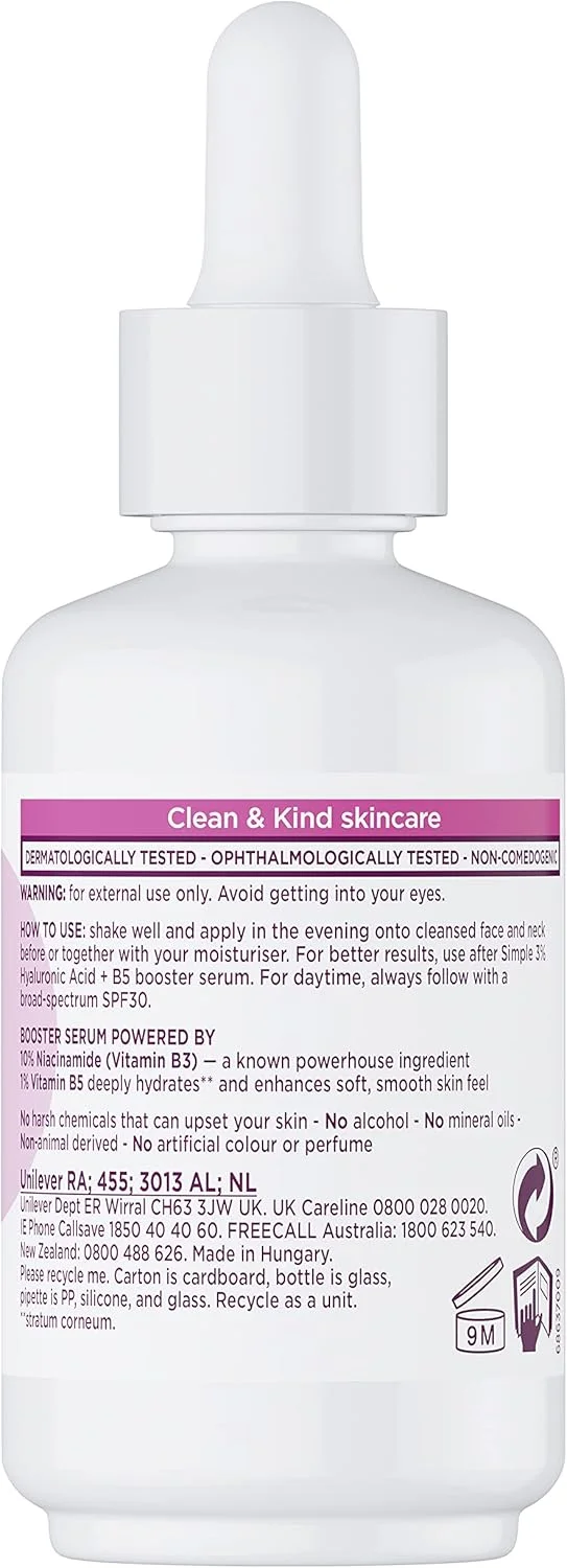 سرم تقویت کننده نیاسینامید (ویتامین B3) 10% سیمپل، محصول مراقبت از پوست مناسب برای انواع پوست، برای یکدست کردن رنگ و بافت پوست، 30 میلی لیتر