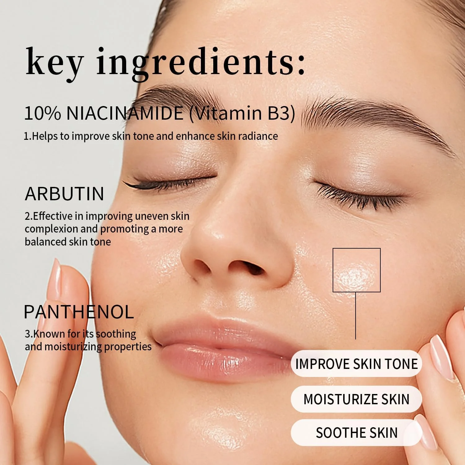 سرم نیاسینامید، حاوی 10% نیاسینامید و آربوتین برای پوست درخشان، روشن کننده، تسکین دهنده و آبرسان صورت، 30 میلی لیتر