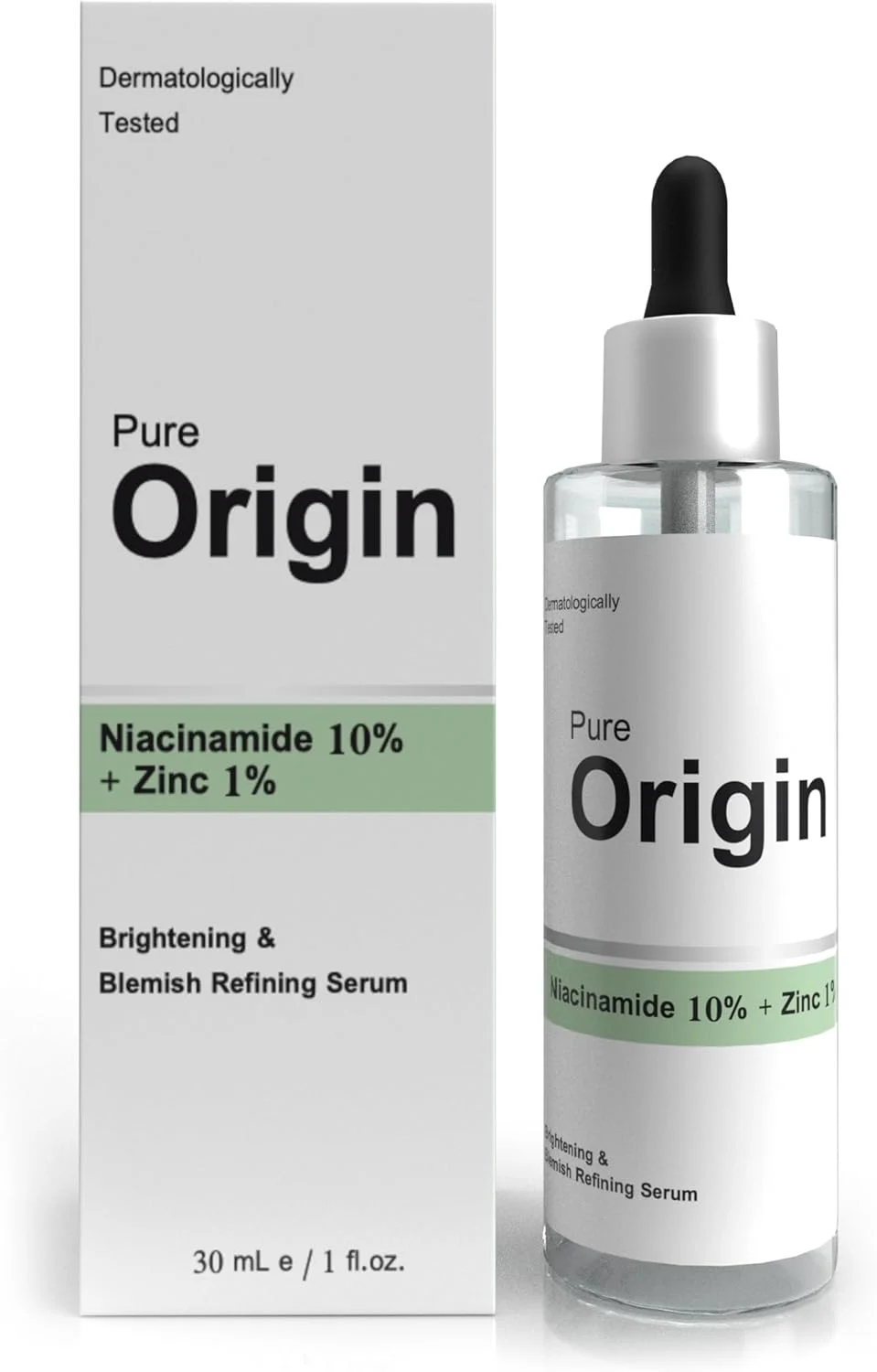 سرم صورت نیاسینامید 10% + زینک 1% | کاهش منافذ پوست | ایجاد بافت صاف | افزایش درخشندگی پوست | سازگار با محیط زیست | سرم تایید شده بالینی | 30 میلی لیتر