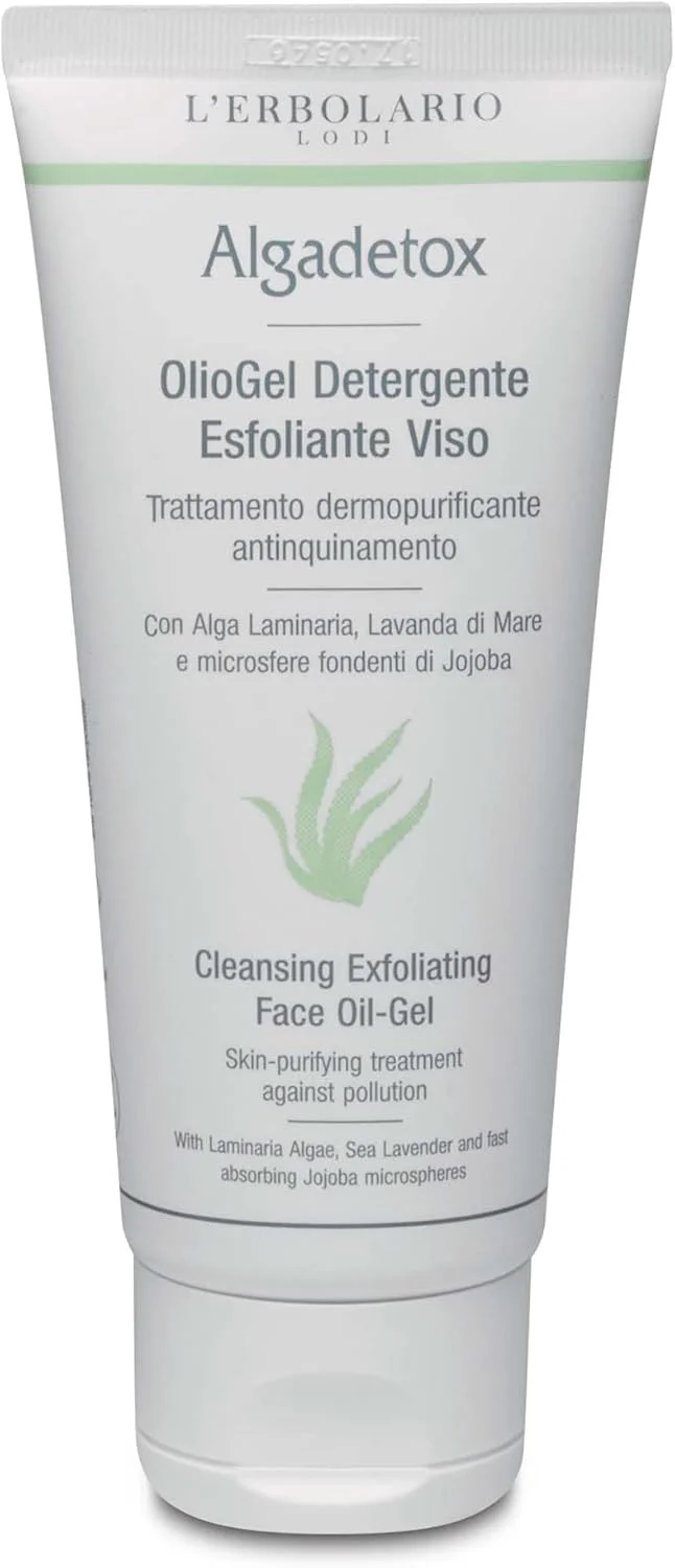 ژل-روغن پاک کننده و لایه بردار صورت L'Erbolario Algadetox - درمان تصفیه کننده پوست در برابر آلودگی - به آرامی و به طور موثر پوست شما را تمیز می کند - ایده آل برای تقویت و محافظت از صورت - پاک کننده 100 میلی لیتری