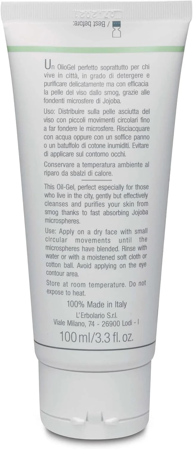 ژل-روغن پاک کننده و لایه بردار صورت L'Erbolario Algadetox - درمان تصفیه کننده پوست در برابر آلودگی - به آرامی و به طور موثر پوست شما را تمیز می کند - ایده آل برای تقویت و محافظت از صورت - پاک کننده 100 میلی لیتری