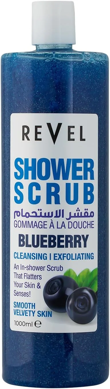 اسکراب دوش بلوبری آبی رول 1000 میلی لیتر، لایه بردار، مرطوب کننده، ژل دوش، پاک کننده، لایه برداری کننده، مخملی نرم، مراقبت از پوست، برای آقایان و بانوان، حمام و بدن، برای انواع پوست، استفاده روزانه