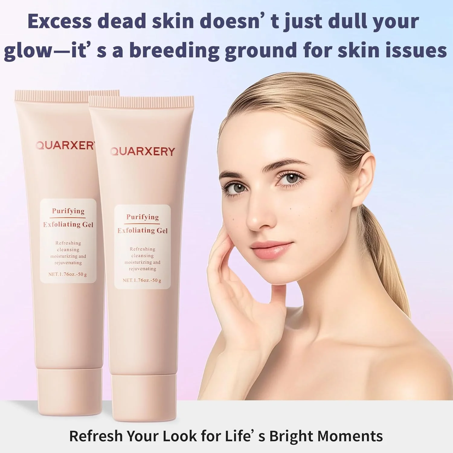 ژل لایه بردار ملایم Quarxery | پاک کننده صورت و بدن مناسب پوست حساس | فندق افسونگر و آلوئه ورا طبیعی | پاک کننده عمیق منافذ