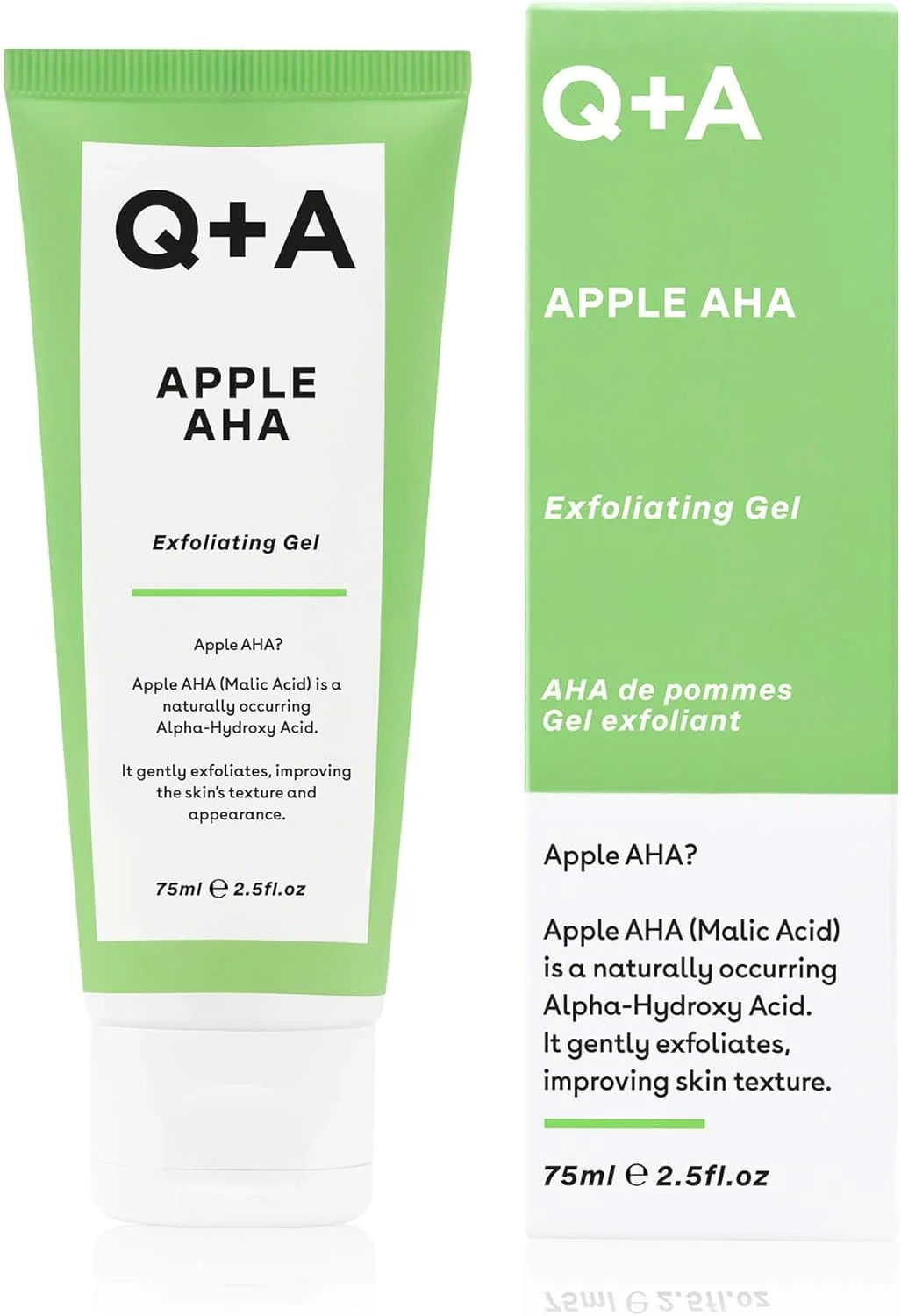 ژل لایه بردار سیب Q+A | ۷۵ میلی لیتر | لایه برداری ملایم با اسید مالیک، اسید گلیکولیک و عصاره سیب