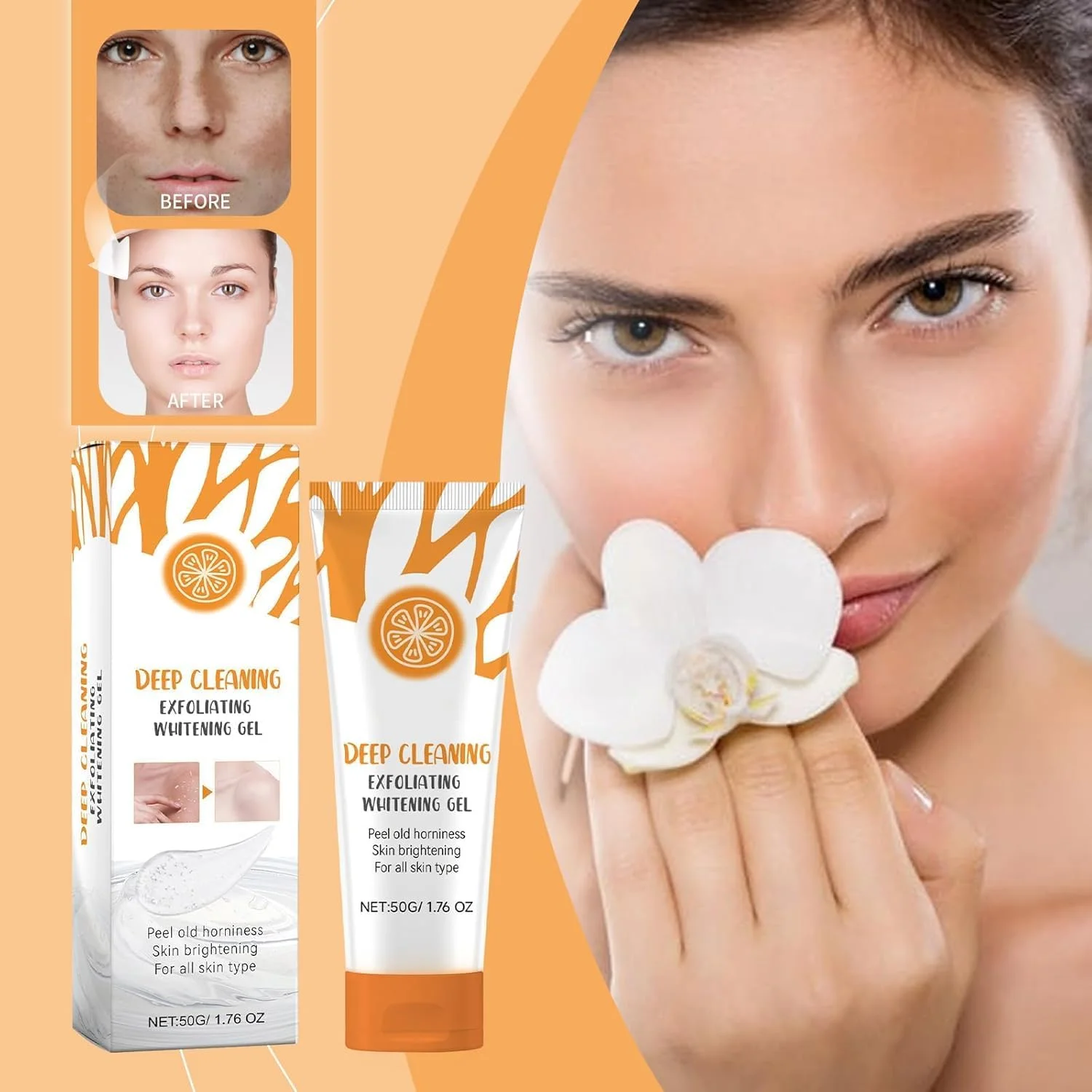 ژل لایه بردار آنزیم های پرتقال، ژل لایه بردار پرتقال، ژل لایه بردار صورت پرتقال، لایه بردار مرطوب کننده و پاک کننده عمیق صورت برای پاکسازی عمیق منافذ (1 عدد)