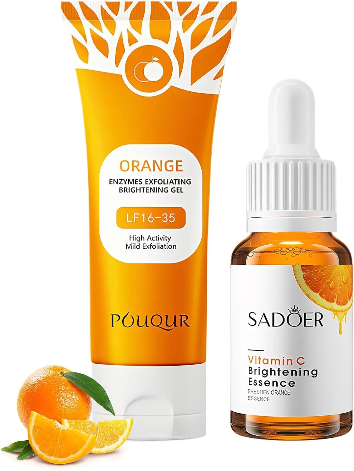 مجموعه ژل لایه بردار طبیعی پرتقال ۱۰۰ گرم + سرم صورت ویتامین C ۳۰ میلی لیتر | لایه برداری ملایم و مراقبت مرطوب کننده | ژل لایه بردار پاک کننده صورت پرتقال و سرم ویتامین C برای پوستی صاف و درخشان