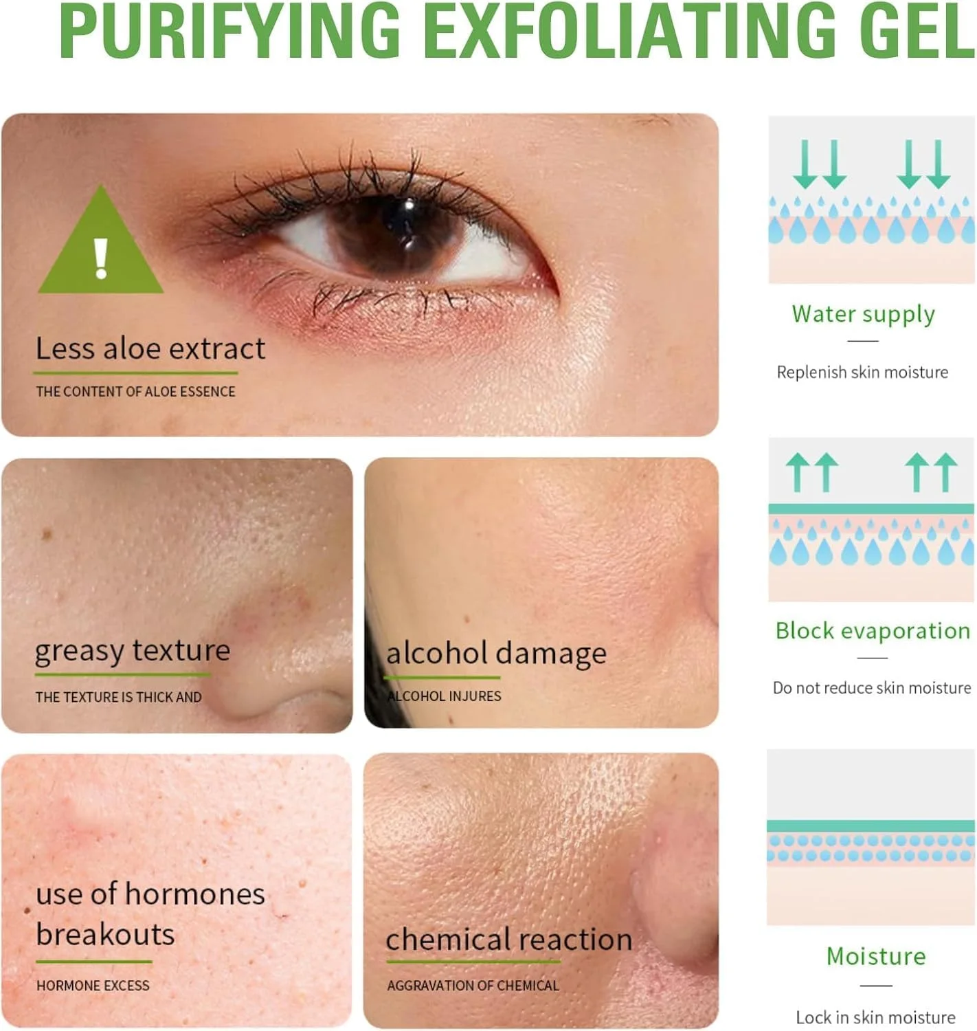 ژل شستشوی صورت آلوئه ورا، پاک کننده و لایه بردار عمیق، تسکین دهنده و پاک کننده پوست صورت، مناسب برای پوست های مستعد جوش، پوست چرب، جوش های سرسیاه، لک های تیره، آکنه و پاکسازی منافذ