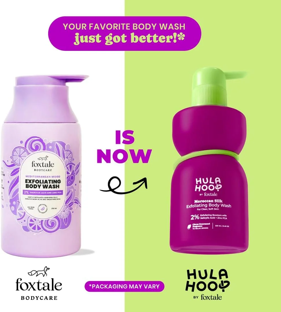 شوینده بدن لایه بردار حاوی 2% سالیسیلیک اسید FoxTale با زینک PCA | کاهش آکنه بدن، پوست توت فرنگی و موهای زیر پوستی | صاف کننده بافت ناهموار در 28 روز | شوینده بدن آقایان و بانوان | ژل دوش لایه بردار | 250 میلی لیتر