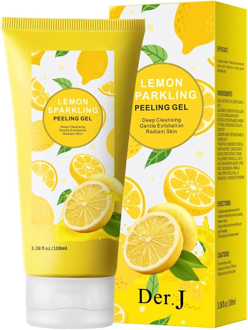 ژل لایه بردار درخشان کننده لیمو، اسکراب لایه بردار صورت با عصاره لیمو، لایه برداری عمیق، مرطوب کننده پوست، تحریک کم برای انواع پوست، شستشوی طراوت بخش صورت