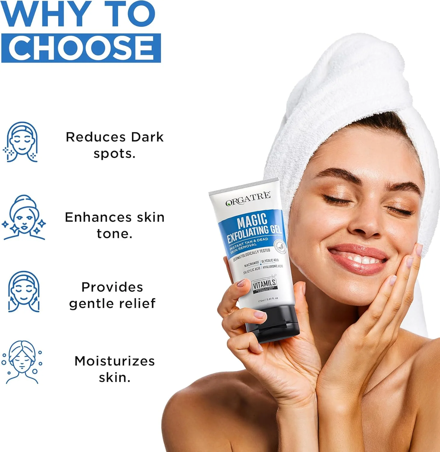 ژل لایه بردار جادویی اُرگاتره | حذف فوری تیرگی و پوست مرده صورت و بدن | تست شده توسط متخصص پوست با نیاسینامید 0.001%، گلیکولیک اسید 0.10%، سالیسیلیک اسید 0.01% و هیالورونیک اسید |